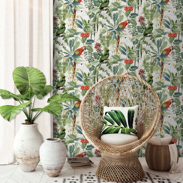 Ikala White Jungle Wallpaper