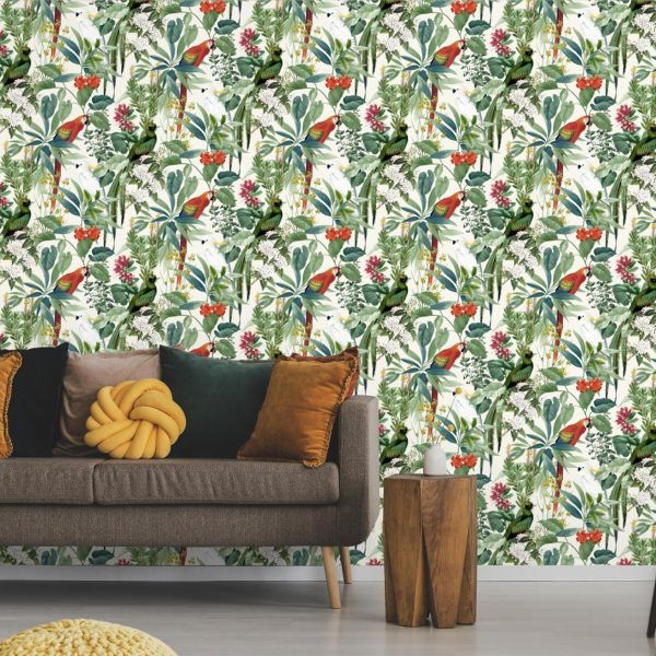 Ikala White Jungle Wallpaper
