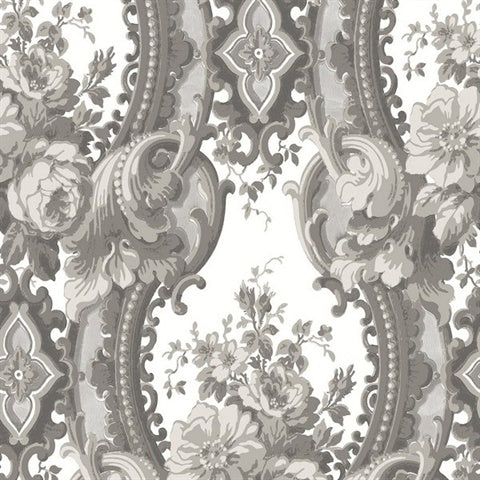 2763-24217 Dreamer Grey Damask Wallpaper By Brewster