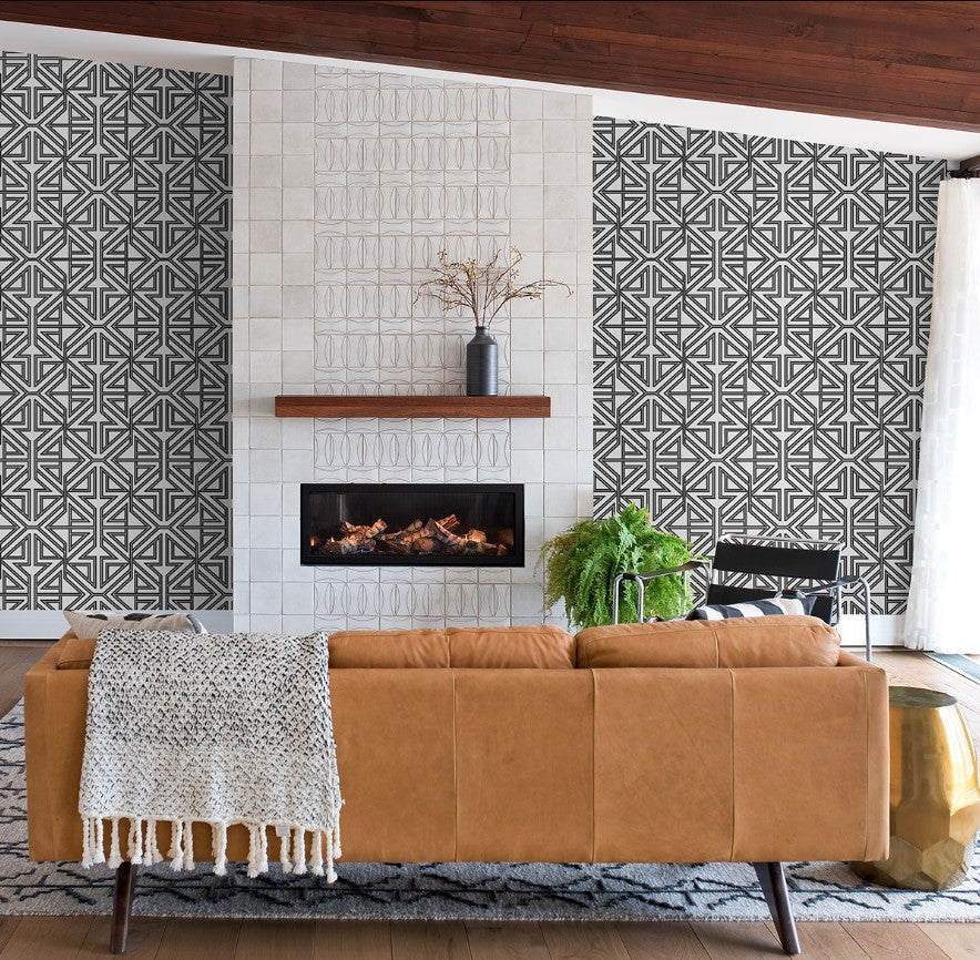 Kachel Black Geometric Wallpaper