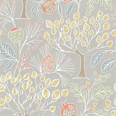 2903-25829 Shiloh Light Grey Botanical Wallpaper Blue Bell By A Street Prints