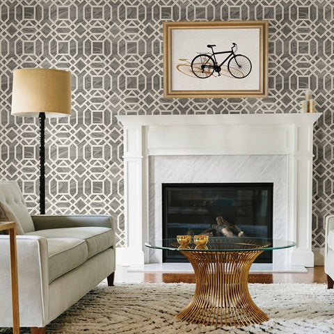 2763-24245 Daphne Grey Trellis Wallpaper By Brewster