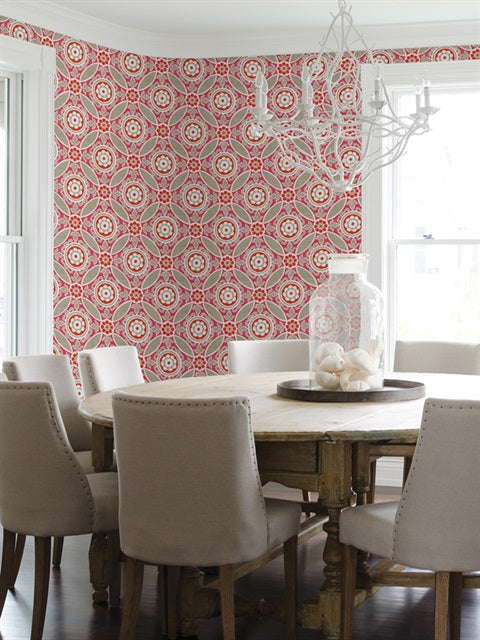 2744-24113 Maya Pink Medallion By Brewster