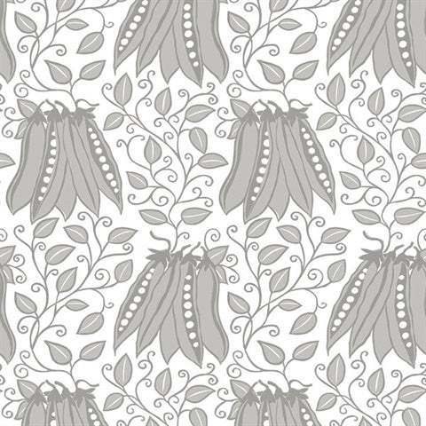 2821-25119 Peas In A Pod Light Grey Garden Wallpaper