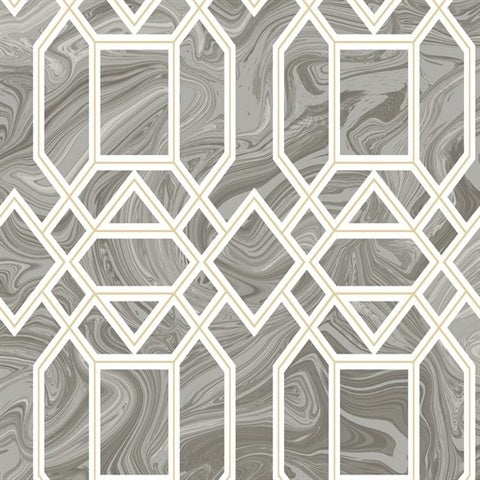 2763-24245 Daphne Grey Trellis Wallpaper By Brewster