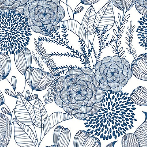 2903-25857 Alannah Navy Botanical Wallpaper Blue Bell By A Street Prints