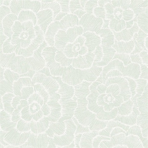 2969-26040 Periwinkle Green Textured Floral Wallpaper by Brewster