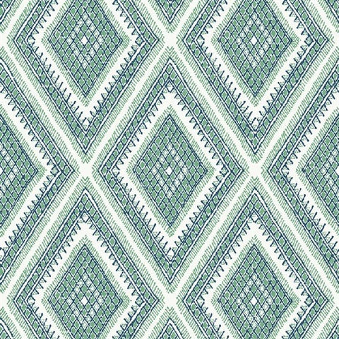 2969-26016 Zaya Green Tribal Diamonds Wallpaper by Brewster