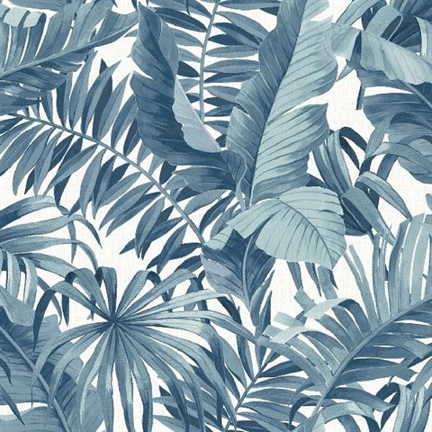 2969-24133 Alfresco Blue Tropical Palm Wallpaper by Brewster