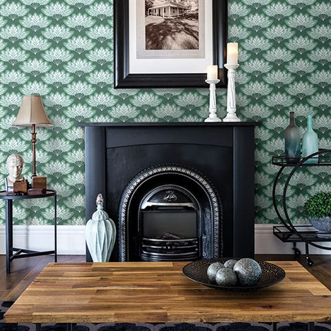 2861-25753 Lotus Grey Floral Fans Equinox By A Street Prints