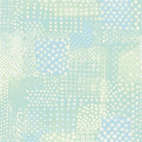 1014-001861 Green Flower Power Patchwork Wallpaper By Brewster