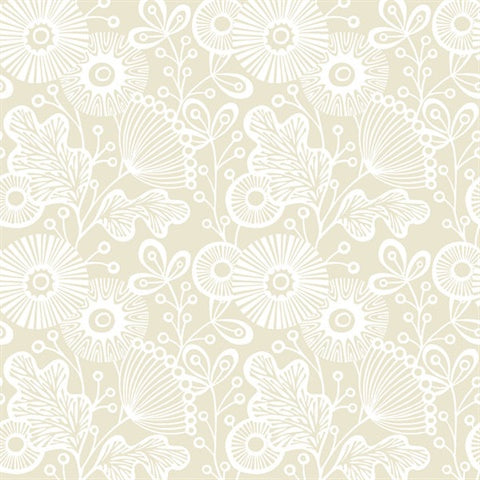 2821-25108 Ana Cream Floral Wallpaper