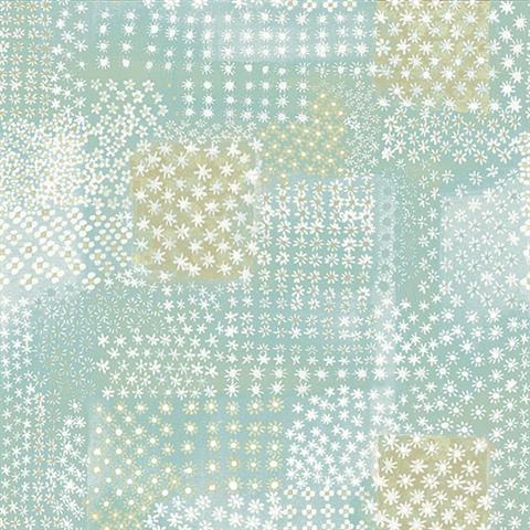 1014-001863 Turquoise Flower Power Patchwork Wallpaper By Brewster