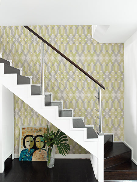 2656-004044 Green and Grey Harbor Wallpaper