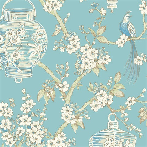 2702-22759 Blue Serenity Wallpaper By Brewster