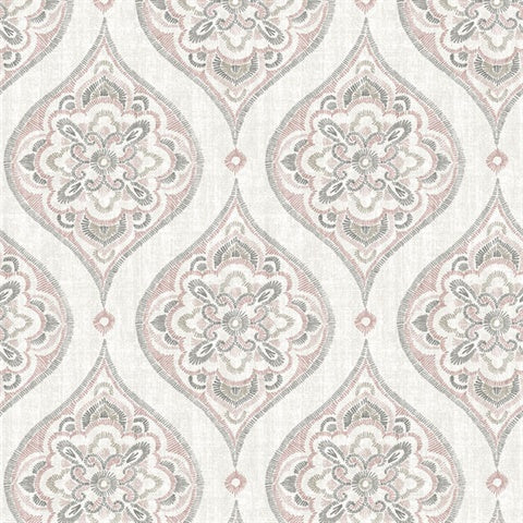 2821-25147 Adele Rose Damask Wallpaper