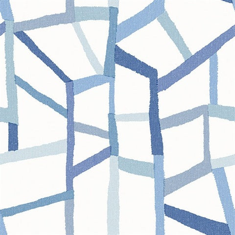 2903-25849 Tate Blue Geometric Linen Wallpaper Blue Bell By A Street Prints