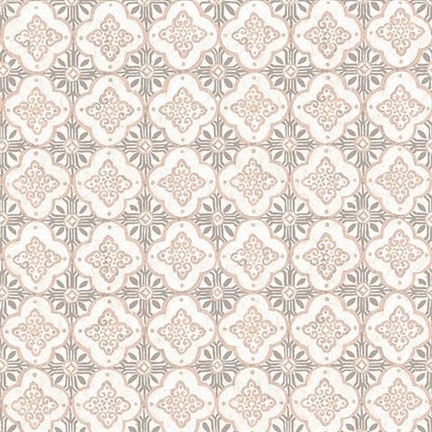 1014-001855 Pink Geo Quatrefoil Wallpaper By Brewster
