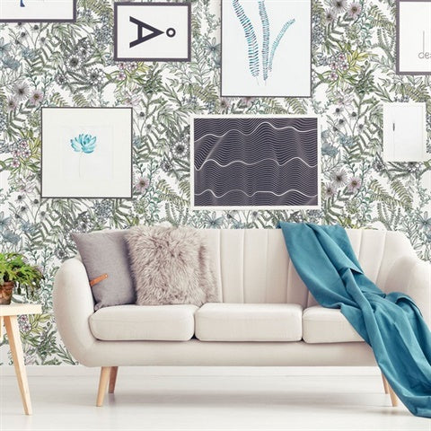 2821-12901 Full Bloom Off-White Floral Wallpaper