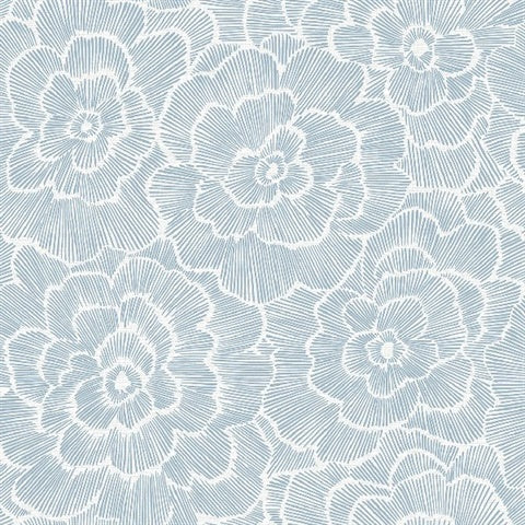 Periwinkle Blue Textured Floral Wallpaper by Brewster