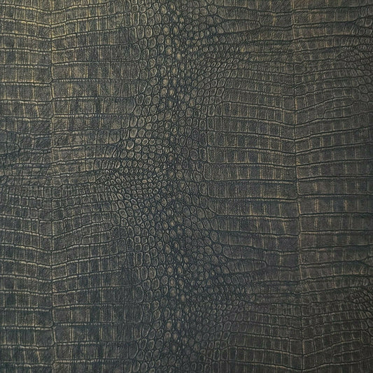 Crocodile Black Copper Metallic Textured Wallpaper