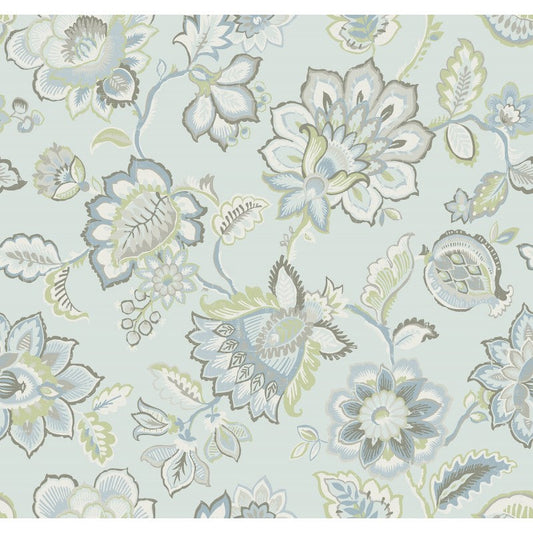 2901-87515 Corona Light Blue Jacobean Wallpaper