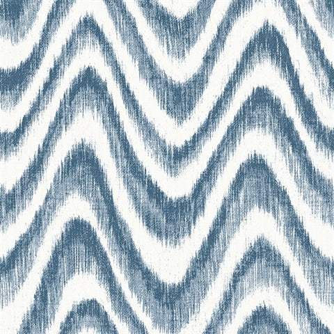 2901-25408 Bargello Blue Faux Grasscloth Wave Wallpaper