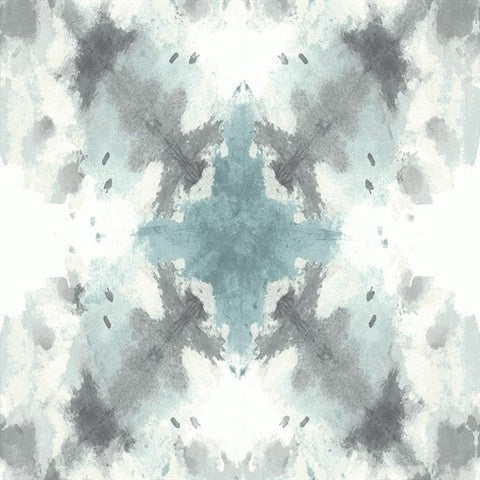 2763-24211 Mysterious Teal Abstract Wallpaper By Brewster