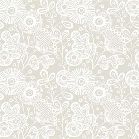 2821-25112 Ana Taupe Floral Wallpaper