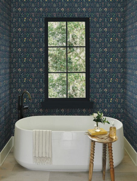RI5129 Navy Hawthorne Wallpaper