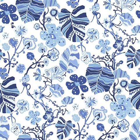 2903-25810 Gwyneth Indigo Floral Wallpaper Blue Bell By A Street Prints