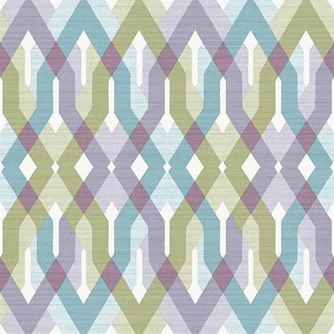 2656-004040  Green and Purple Harbor Wallpaper