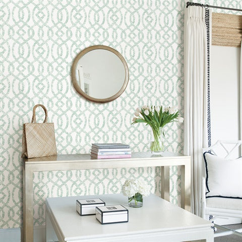 2793-24726 Ethereal Sea Green Trellis Wallpaper