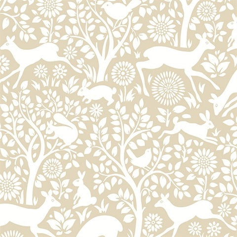2702-22733 Taupe Meadow Wallpaper By Brewster
