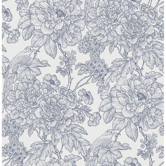 2901-25411 Birds of Paraside Breeze Blue Floral Wallpaper