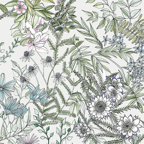 2821-12901 Full Bloom Off-White Floral Wallpaper