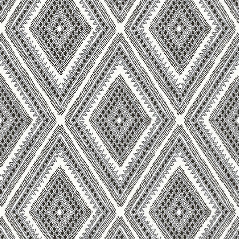 2969-26012 Zaya Black Tribal Diamonds Wallpaper by Brewster