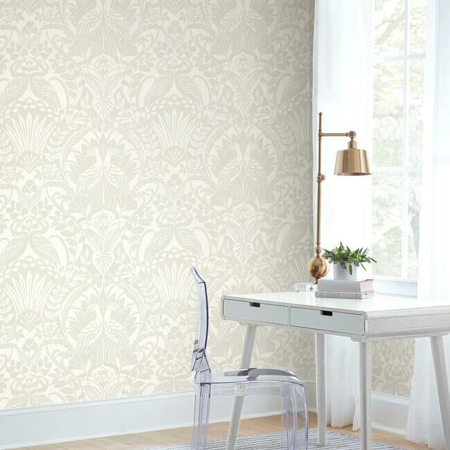 Egret Damask Wallpaper