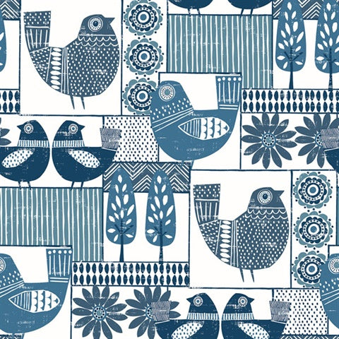 2821-25113 Hennika Blue Patchwork Wallpaper