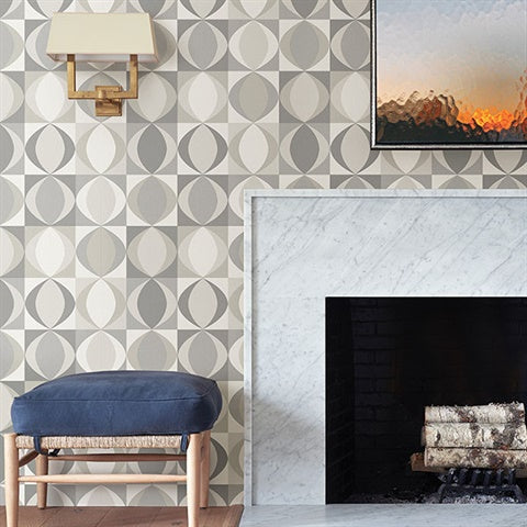 2903-25843 Archer Grey Linen Geometric Wallpaper Blue Bell By A Street Prints
