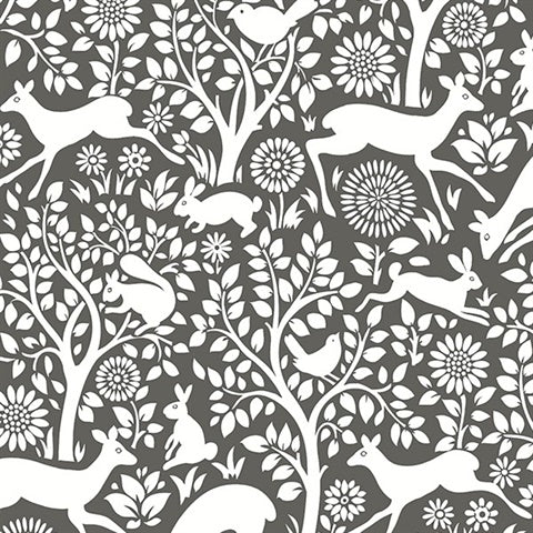2702-22729 Charcoal Meadow Wallpaper By Brewster