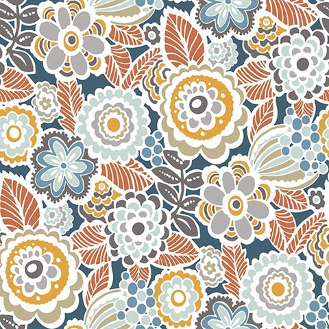 2903-25866 Lucy Navy Floral Wallpaper Blue Bell By A Street Prints