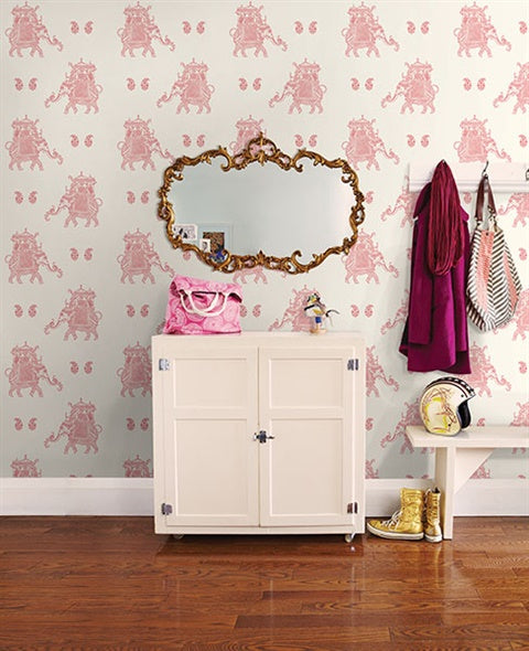 1014-001836 Pink Ophelia Elephant Wallpaper By Brewster