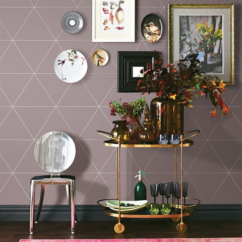 2763-24227 Twilight Purple Geometric Wallpaper By Brewster