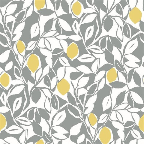 2969-26025 Loretto Grey Citrus Wallpaper by Brewster
