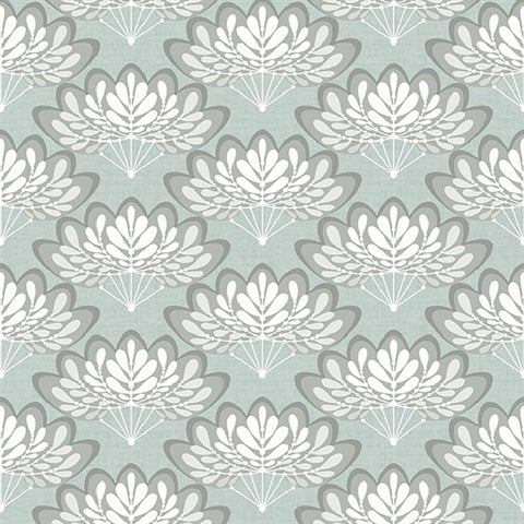 2861-25755 Lotus Light Blue Floral Fans Equinox By A Street Prints