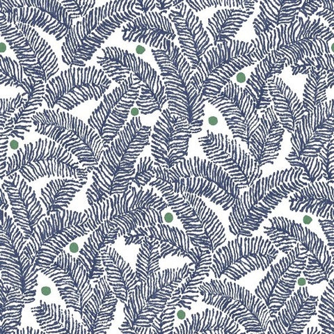 2969-26034 Athina Navy Fern Wallpaper by Brewster