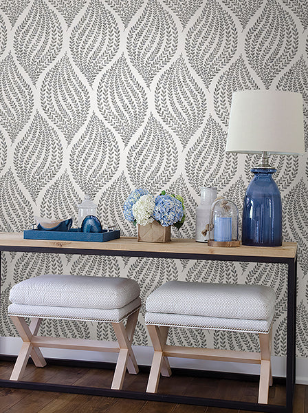 2656-004062 Grey and Blue Arboretum Wallpaper