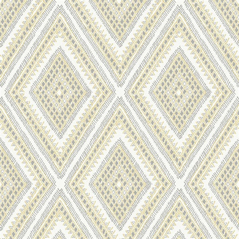 2969-26014 Zaya Light Yellow Tribal Diamonds Wallpaper by Brewster