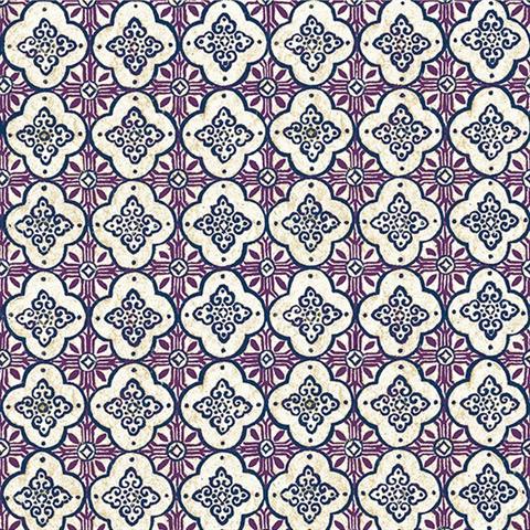 1014-001852 Violet Geo Quatrefoil Wallpaper By Brewster